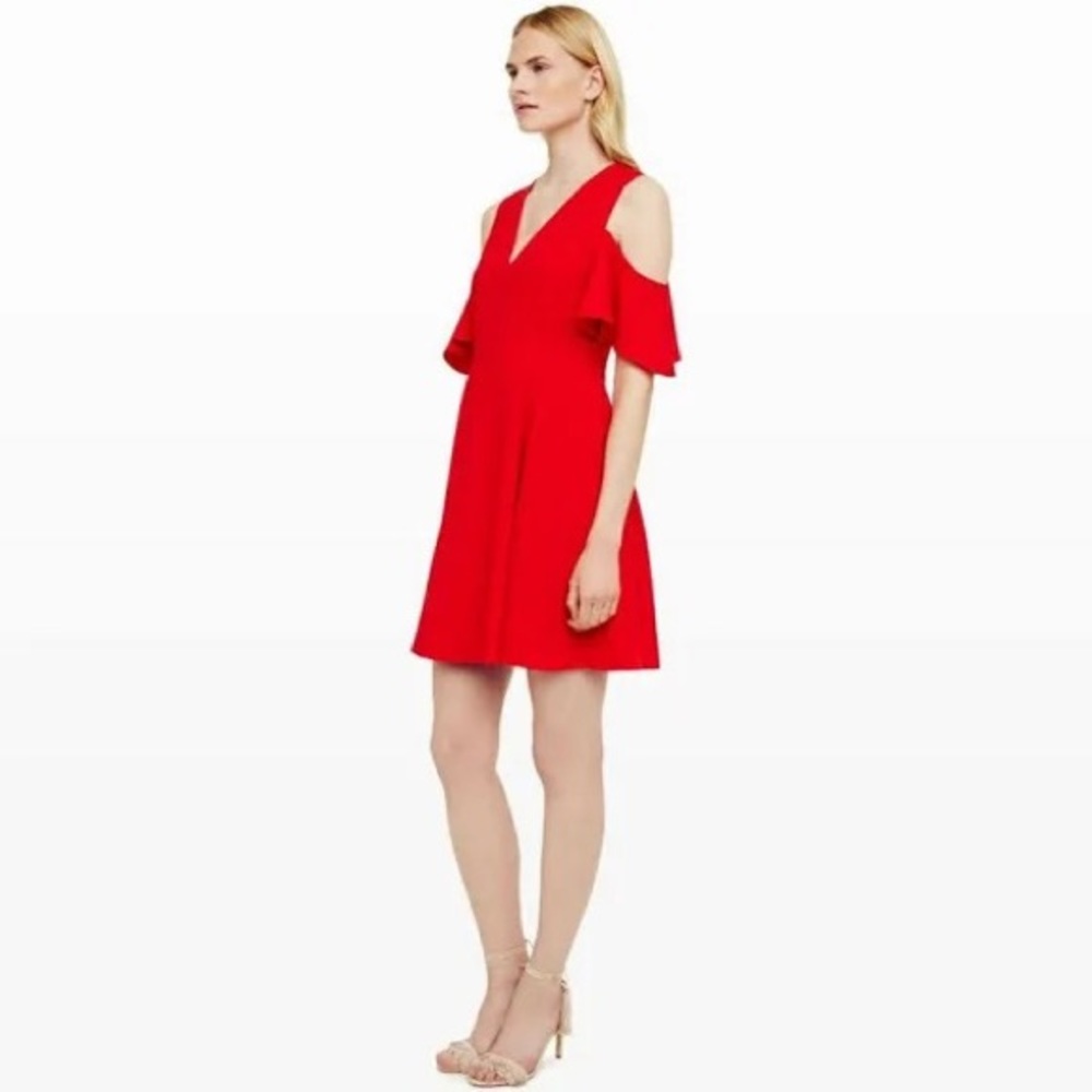Club Monaco Red Cold Shoulder Dress